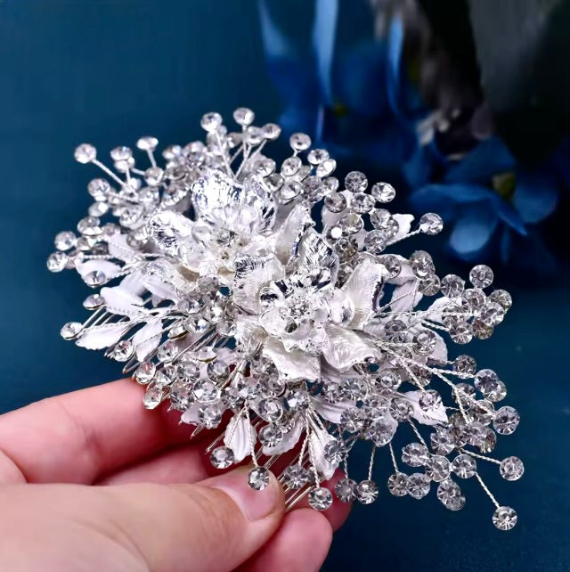 Ines - Silver Crystal Bridal Hair Comb