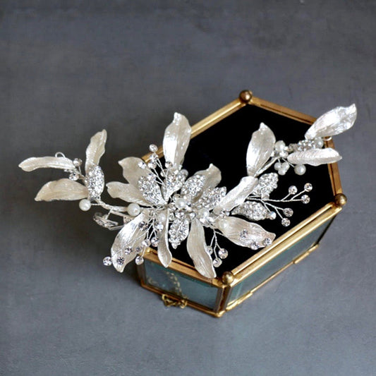 "Chanelle" - Pearl and Crystal Bridal Hair Clip/Vine