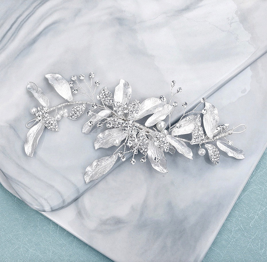 "Chanelle" - Pearl and Crystal Bridal Hair Clip/Vine