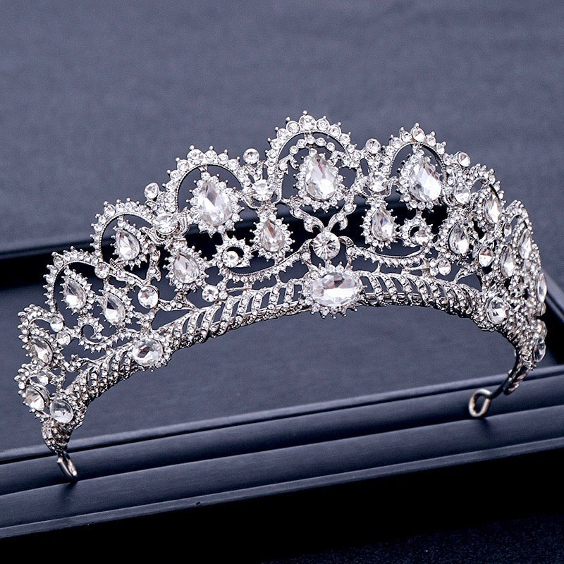 Chrysta - Rhinestone Bridal Tiara - Available in Silver, Rose Gold and Yellow Gold