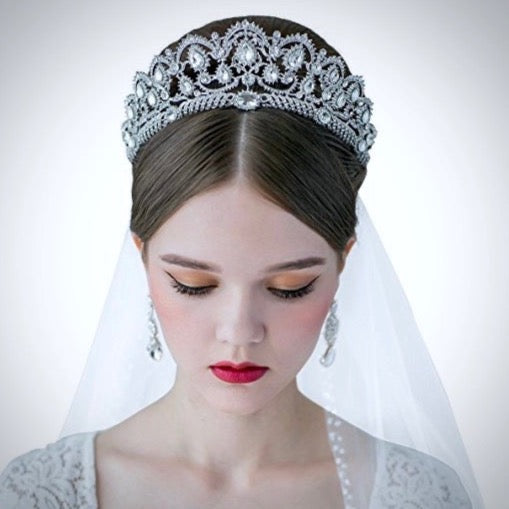 Chrysta - Rhinestone Bridal Tiara - Available in Silver, Rose Gold and Yellow Gold