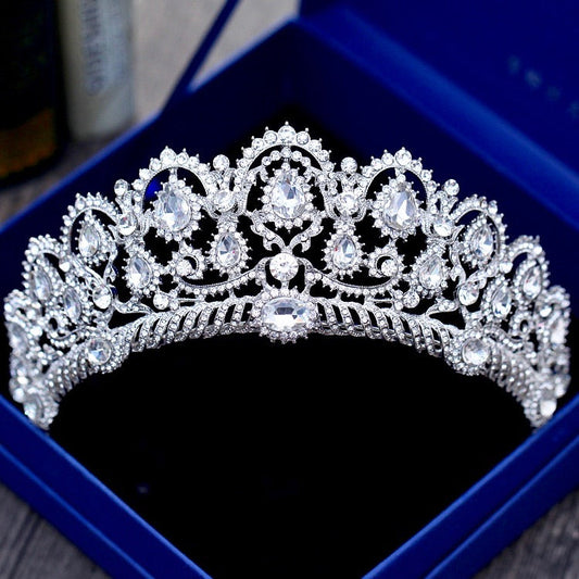 Chrysta - Rhinestone Bridal Tiara - Available in Silver, Rose Gold and Yellow Gold