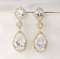Leigh - Cubic Zirconia Bridal Earrings - Available in Silver and Gold