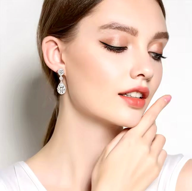Leigh - Cubic Zirconia Bridal Earrings - Available in Silver and Gold