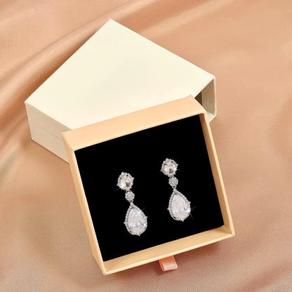 Leigh - Cubic Zirconia Bridal Earrings - Available in Silver and Gold