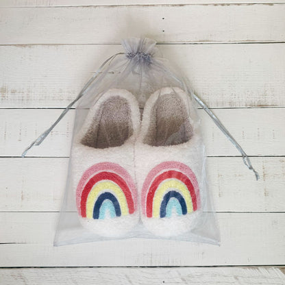 [Sizes 7-8 Remaining] Rainbow Plush Cozy Women's Slippers | Giftable Slip-On Mules House Shoes