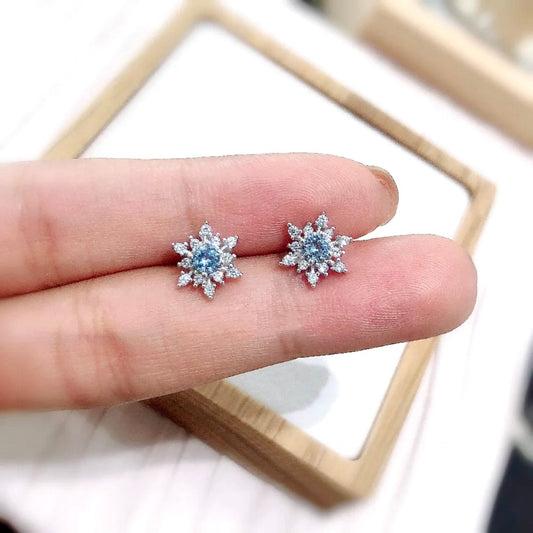 Minou - Snowflake Blue Bridal Stud Earrings