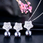 Alba - Pearl and Cubic Zirconia Snowflake Bridal Jewelry Set - More Colors