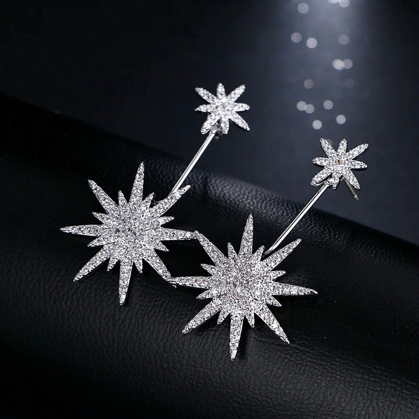 Viera - Star Cubic Zirconia Bridal Earring Jackets