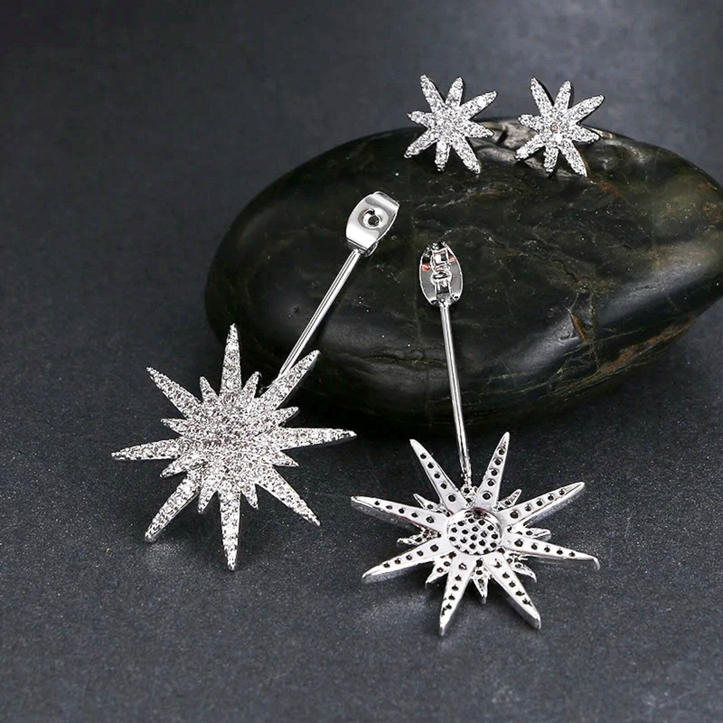 Viera - Star Cubic Zirconia Bridal Earring Jackets