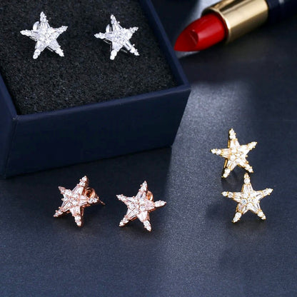 "Nova" - Cubic Zirconia Star Bridal Earrings - Available in Silver, Rose Gold and Yellow Gold