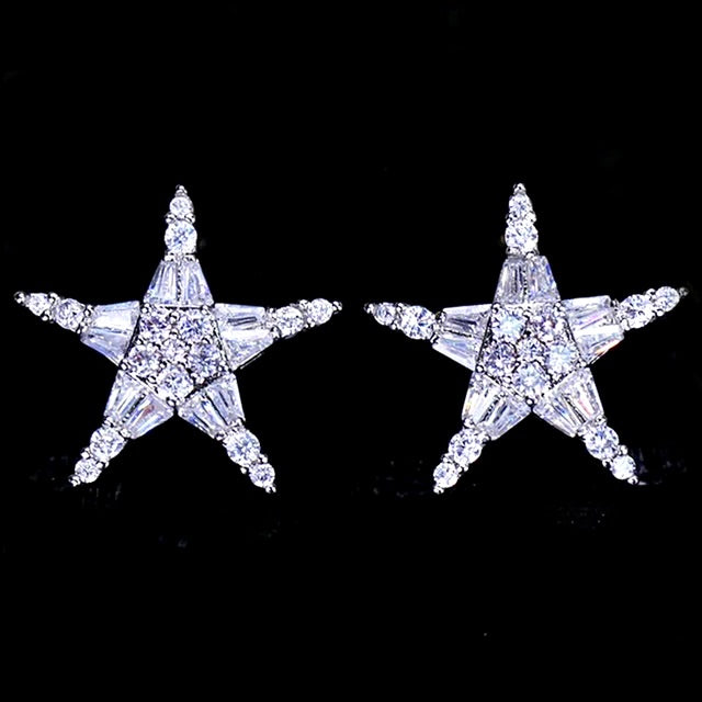 "Nova" - Cubic Zirconia Star Bridal Earrings - Available in Silver, Rose Gold and Yellow Gold