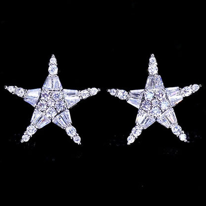 "Nova" - Cubic Zirconia Star Bridal Earrings - Available in Silver, Rose Gold and Yellow Gold