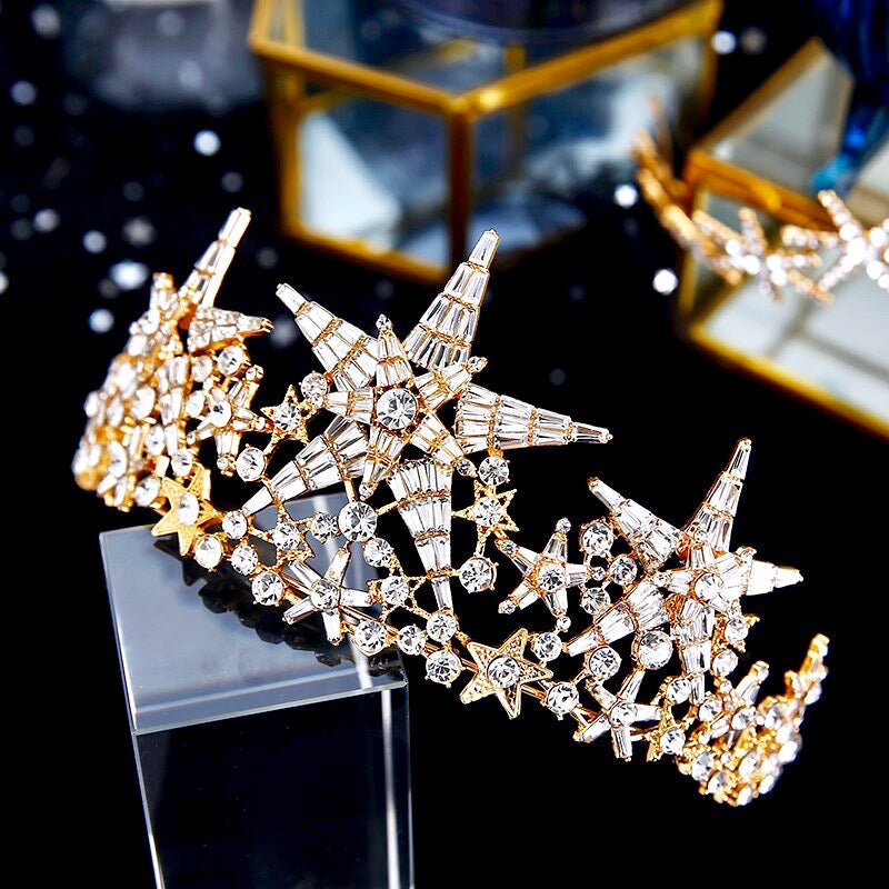 Andromeda - Star Wedding Tiara - Available in Gold and Silver