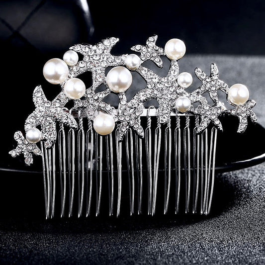 "Marbella" - Pearl and Crystal Sea Star Bridal Hair Comb
