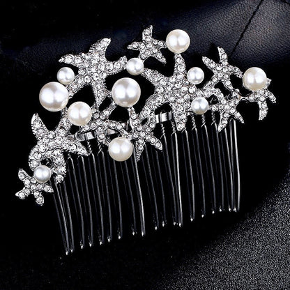 "Marbella" - Pearl and Crystal Sea Star Bridal Hair Comb