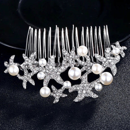 "Marbella" - Pearl and Crystal Sea Star Bridal Hair Comb