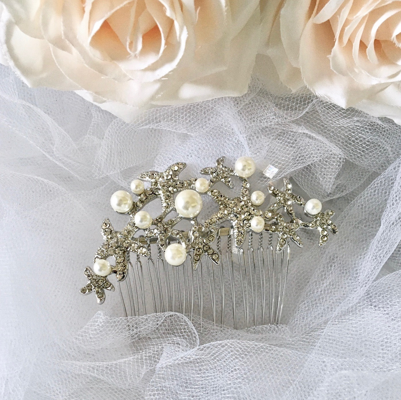 "Marbella" - Pearl and Crystal Sea Star Bridal Hair Comb
