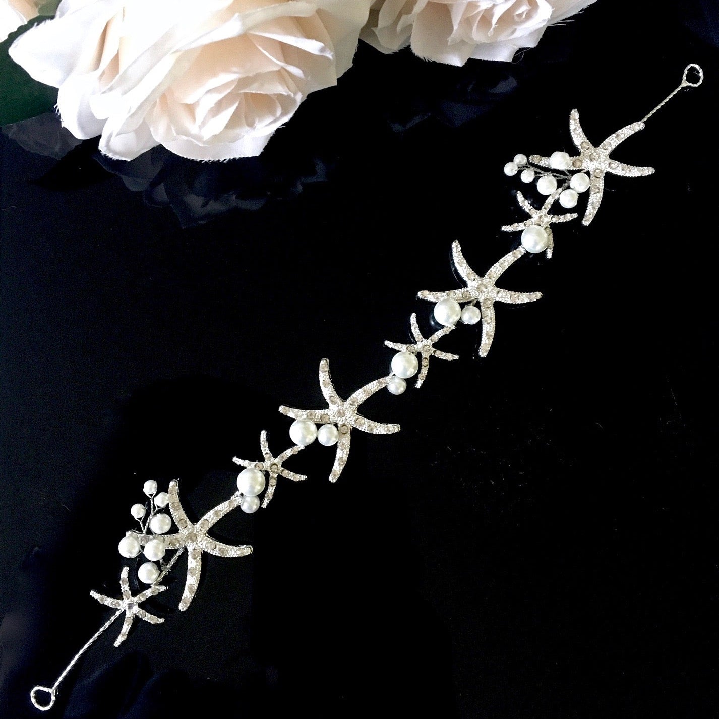 Marbella - Pearl and Crystal Sea Star Bridal Headband / Vine
