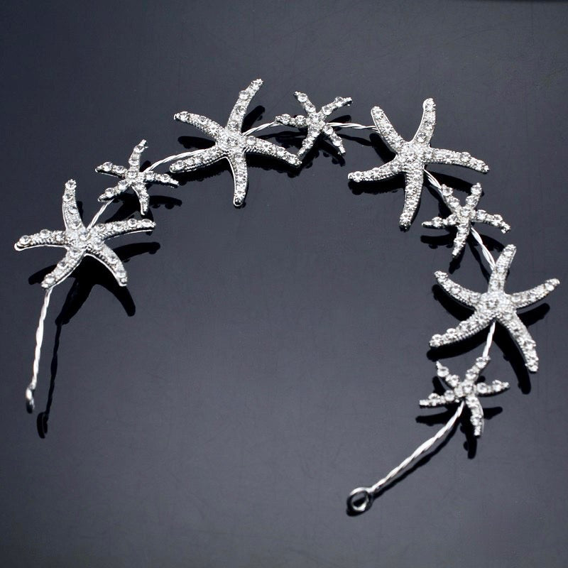Marbella - Pearl and Crystal Sea Star Bridal Headband / Vine