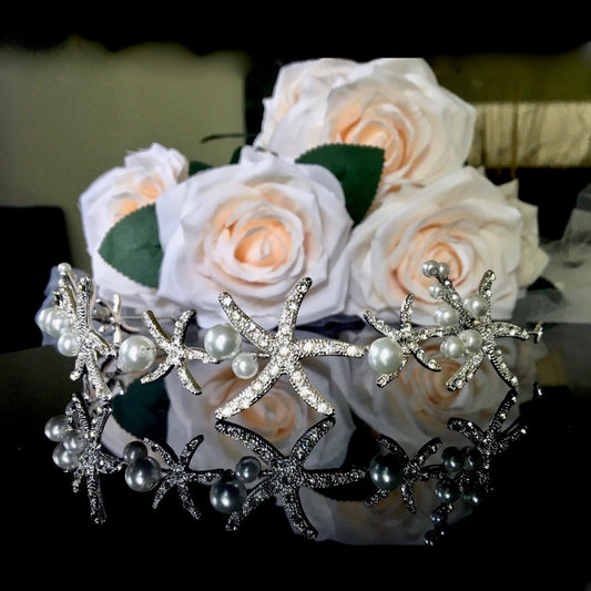 Marbella - Pearl and Crystal Sea Star Bridal Headband / Vine