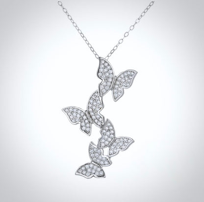 Bettina - Sterling Silver Butterfly Bridal Necklace - Available in Silver and Rose Gold