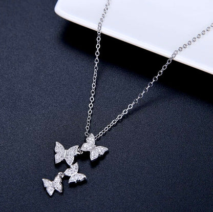 Bettina - Sterling Silver Butterfly Bridal Necklace - Available in Silver and Rose Gold