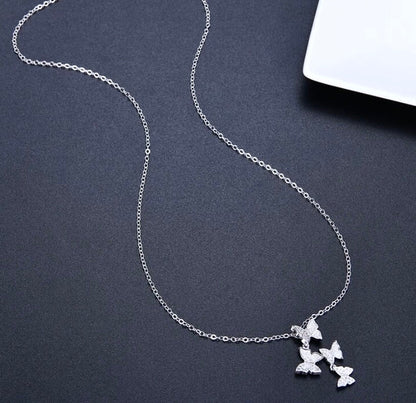 Bettina - Sterling Silver Butterfly Bridal Necklace - Available in Silver and Rose Gold