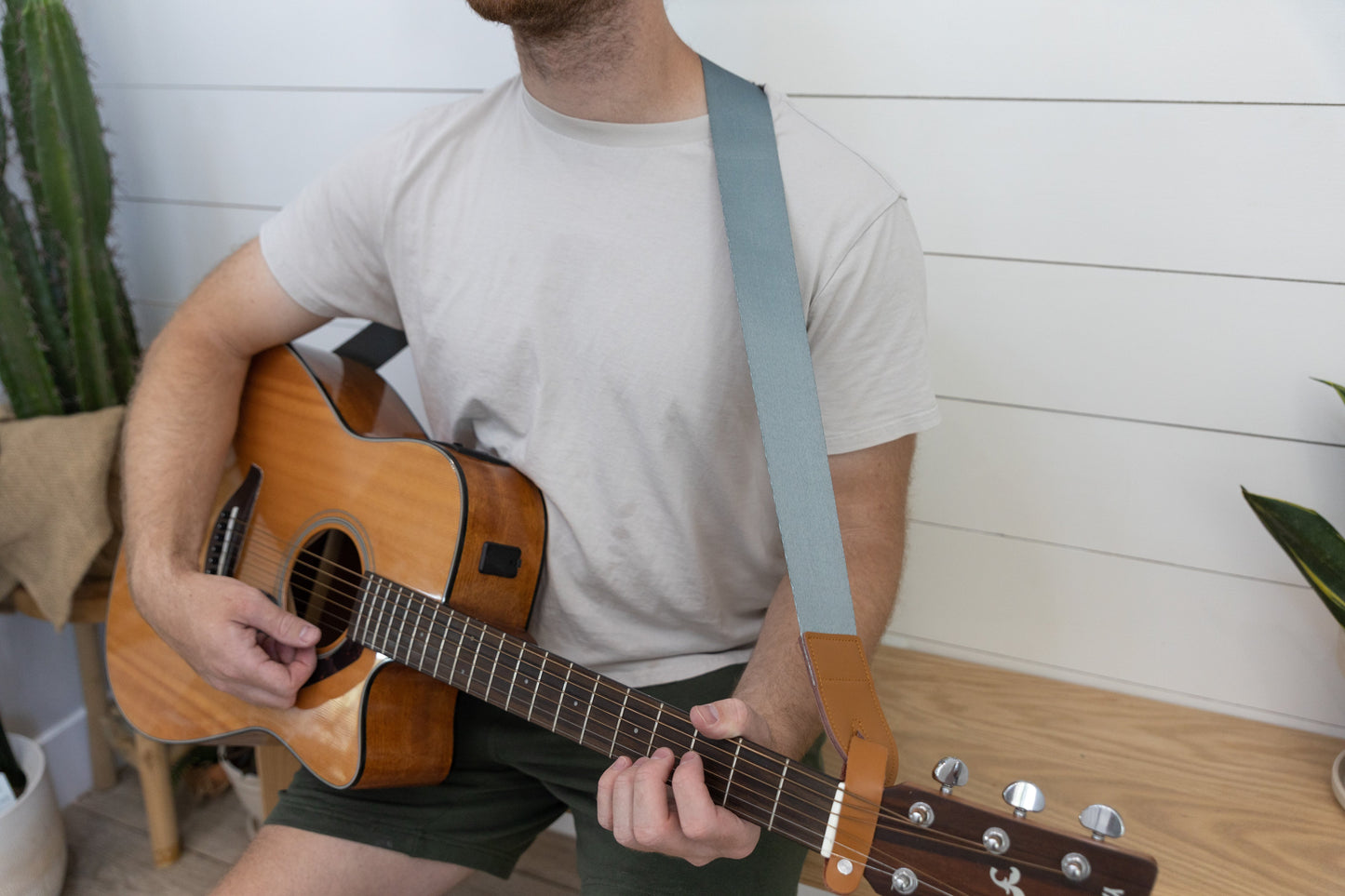 Succulent Blue Guitar Strap