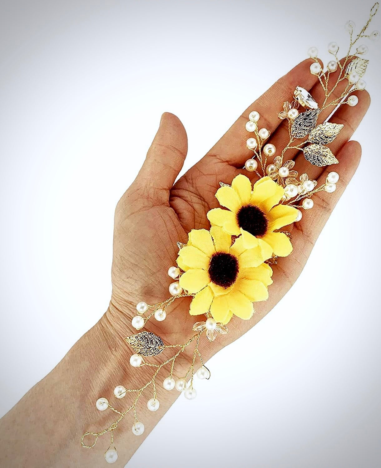 "Summer" - Sunflower Bridal Hair Accessory - Available in Gold and Silver