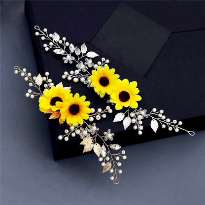 "Summer" - Sunflower Bridal Hair Accessory - Available in Gold and Silver