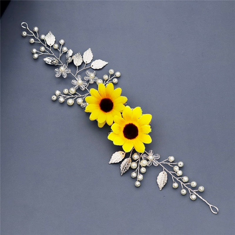 "Summer" - Sunflower Bridal Hair Accessory - Available in Gold and Silver