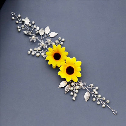 "Summer" - Sunflower Bridal Hair Accessory - Available in Gold and Silver