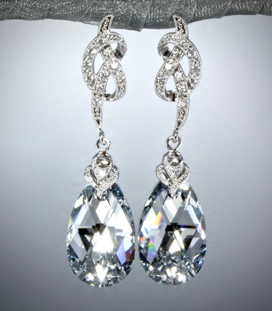 The Knot - Swarovski Crystal Bridal Earrings