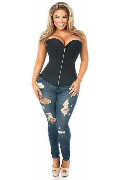 Top Drawer Black Cotton Steel Boned Corset w/Zipper