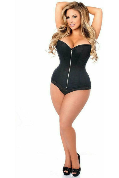 Top Drawer Black Cotton Steel Boned Corset w/Zipper