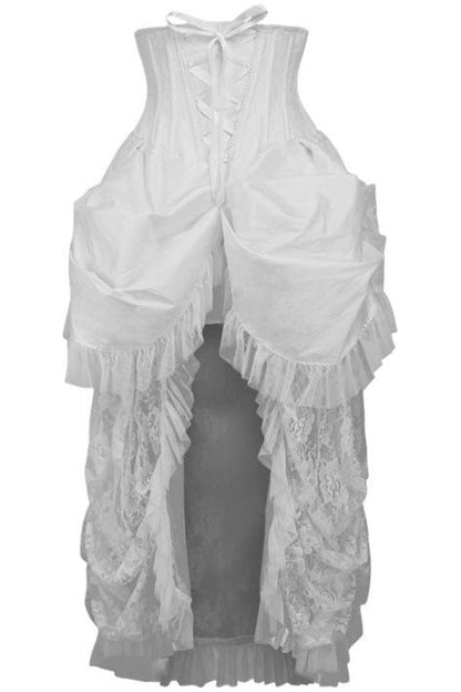 Top Drawer Steel Boned White Lace Victorian Bustle Underbust Corset Dress