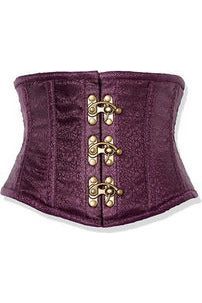 Top Drawer Plum Brocade Steel Boned Mini Cincher w/Clasps