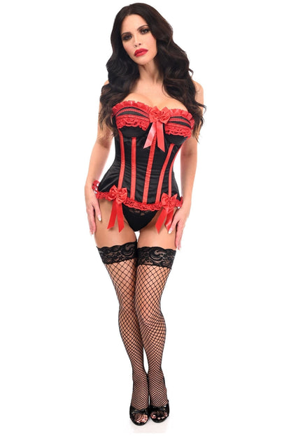 Top Drawer Black/Red Steel Boned Burlesque Corset