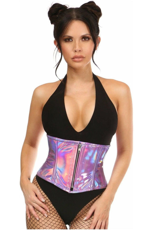 Top Drawer Lavender Holo Steel Boned Mini Cincher
