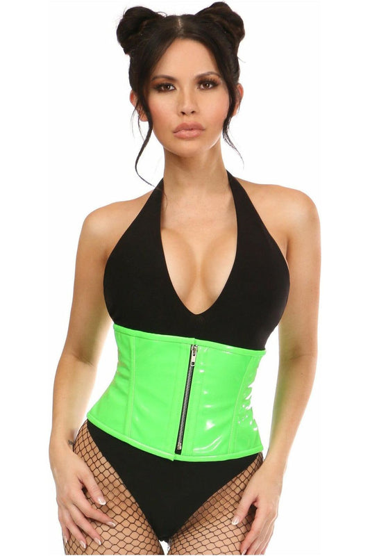 Top Drawer Neon Green Patent Steel Boned Mini Cincher