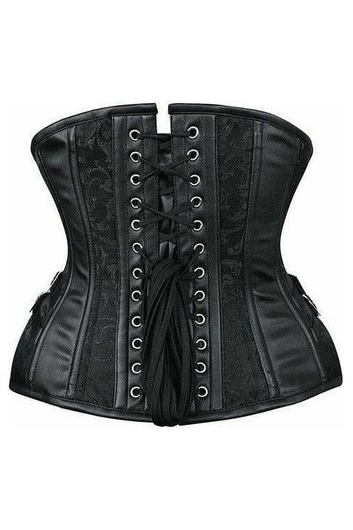 Top Drawer Black Brocade Steel Boned Underbust Corset w/Buckles