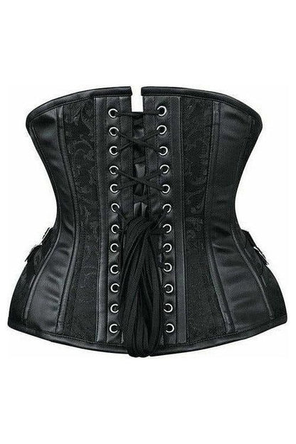 Top Drawer Black Brocade Steel Boned Underbust Corset w/Buckles