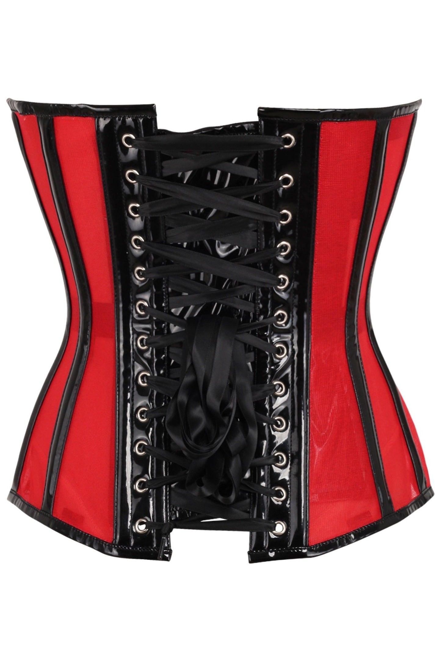 Top Drawer Red Mesh Net w/Patent Steel Boned Overbust Corset