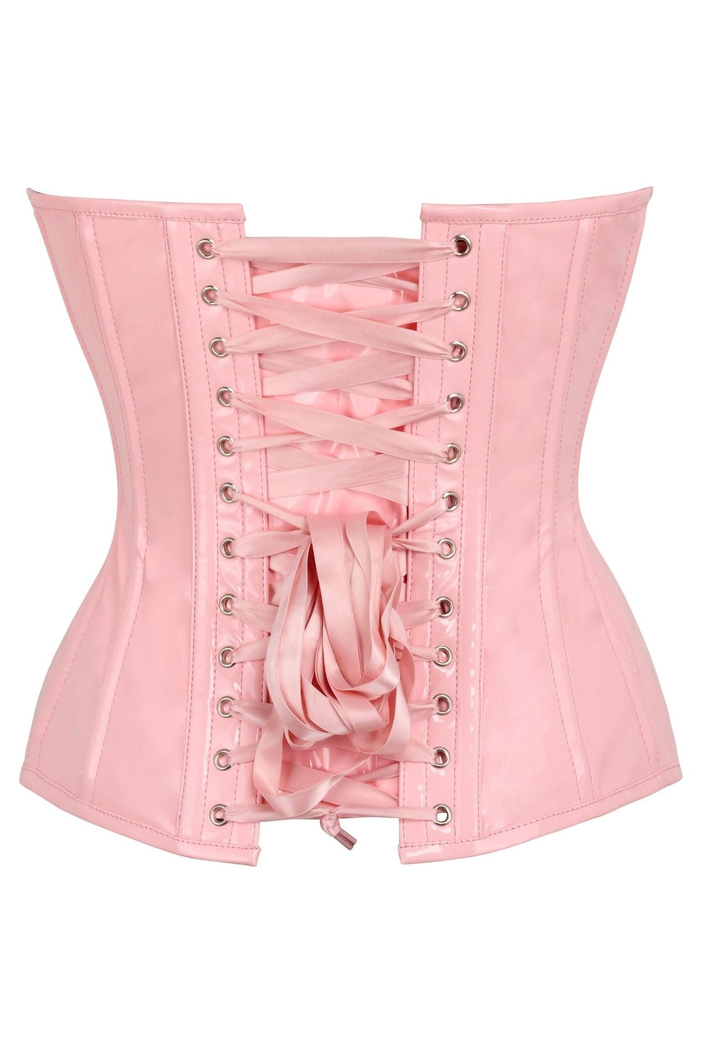 Top Drawer Lt Pink Patent Leather Steel Boned Overbust Corset