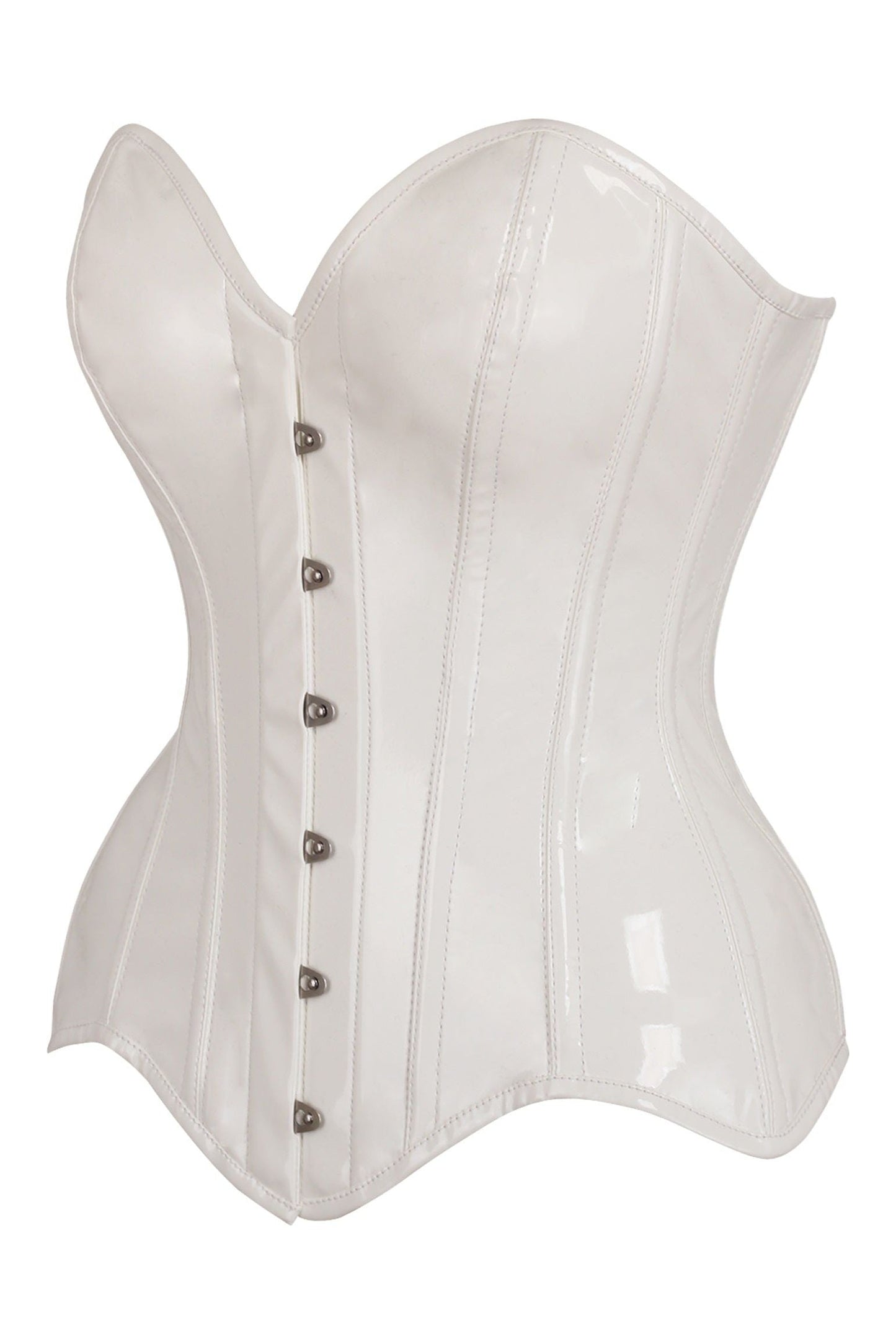 Top Drawer White Patent Leather Steel Boned Overbust Corset
