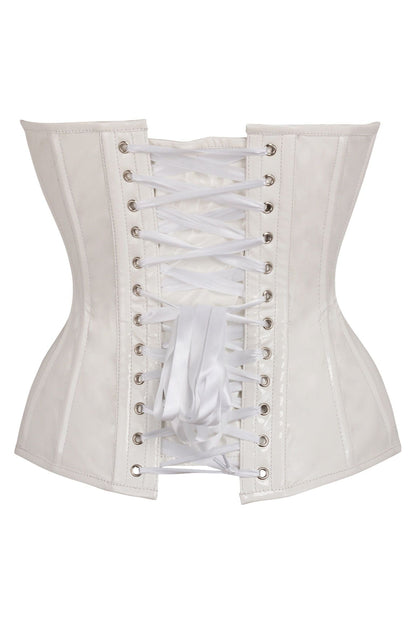 Top Drawer White Patent Leather Steel Boned Overbust Corset