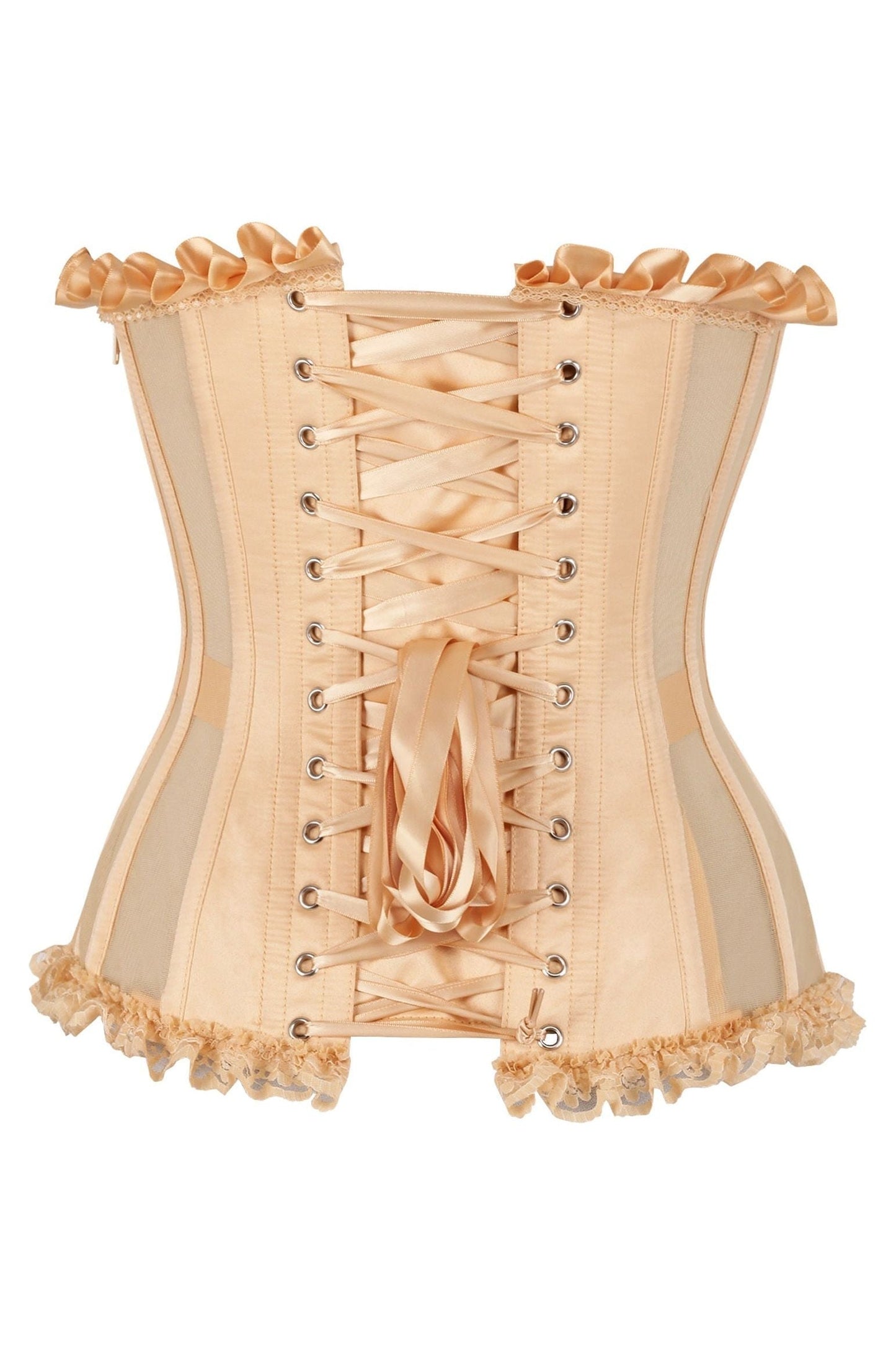 Top Drawer Steel Boned Nude Mesh Underwire Bustier Corset