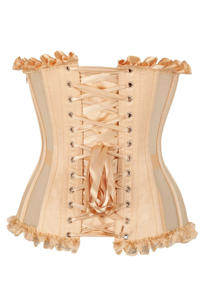 Top Drawer Steel Boned Nude Mesh Underwire Bustier Corset