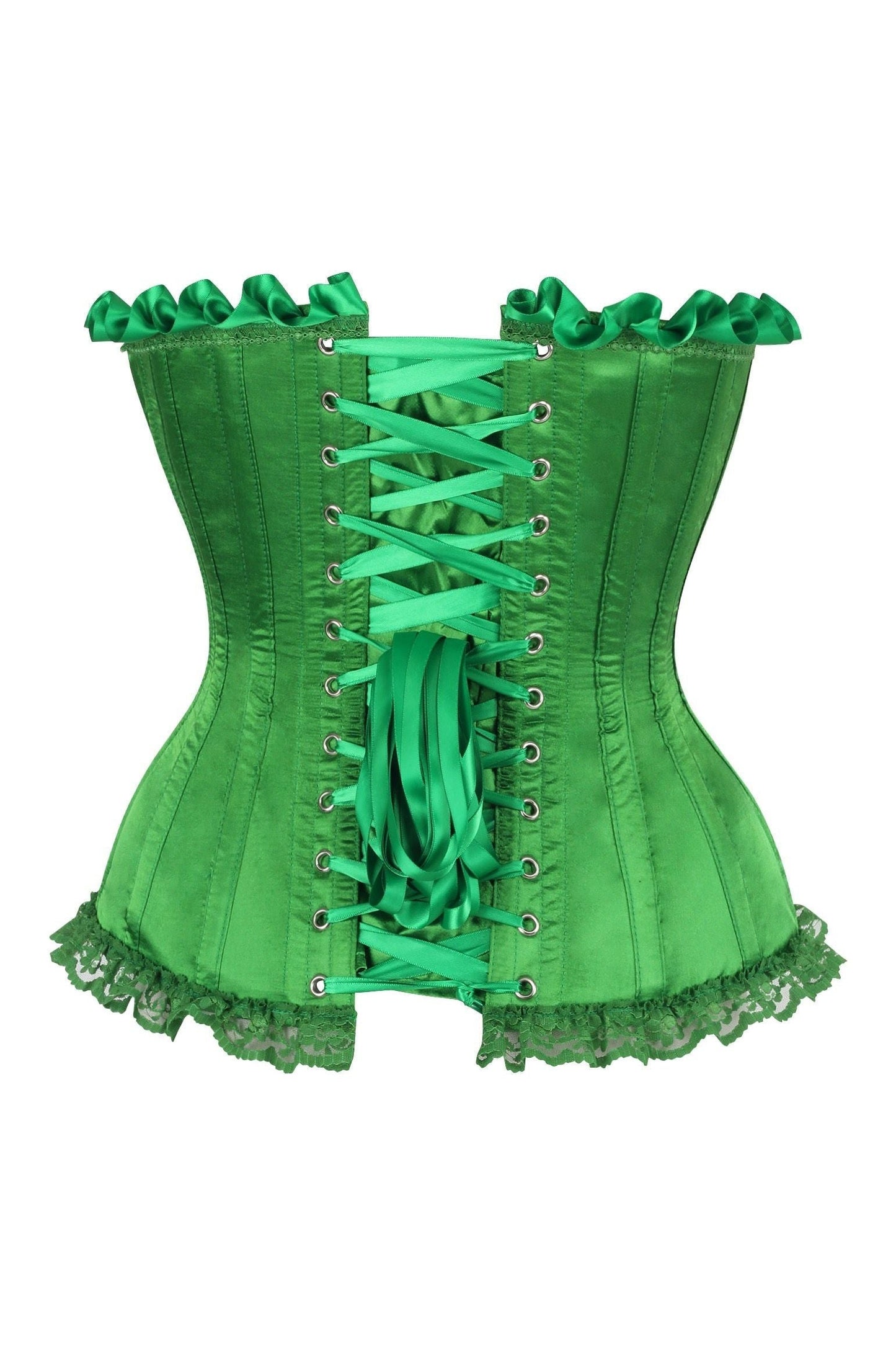 Top Drawer Green Satin Steel Boned Burlesque Corset